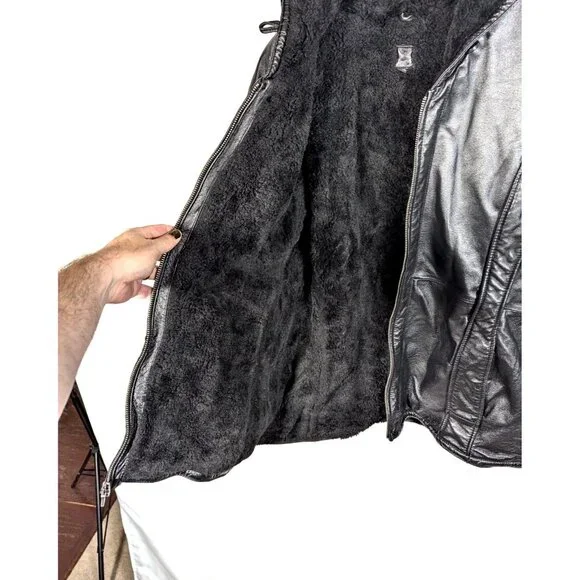 Classic Bullhide B-3 Leather Bomber Jacket Men’s XL Black Shearling Aviator Vtg